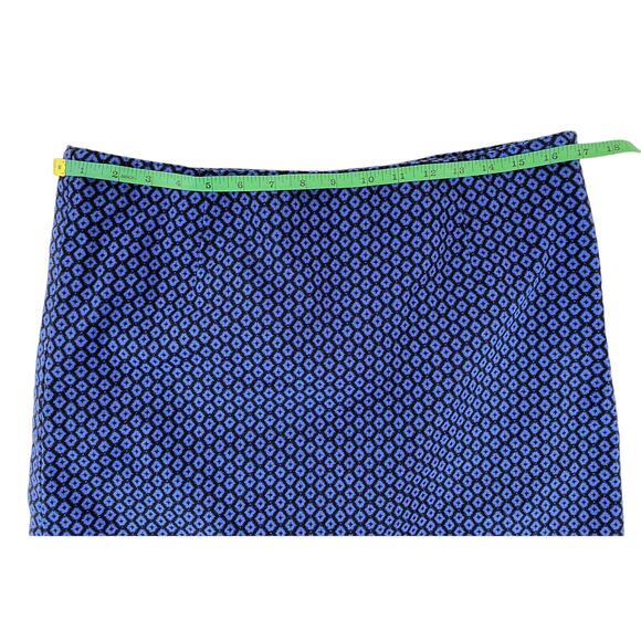 LL BEAN Blue Diamond Print Lined Favorite Fit Pencil Skirt 10 Reg Modest #286359 - Picture 8 of 9